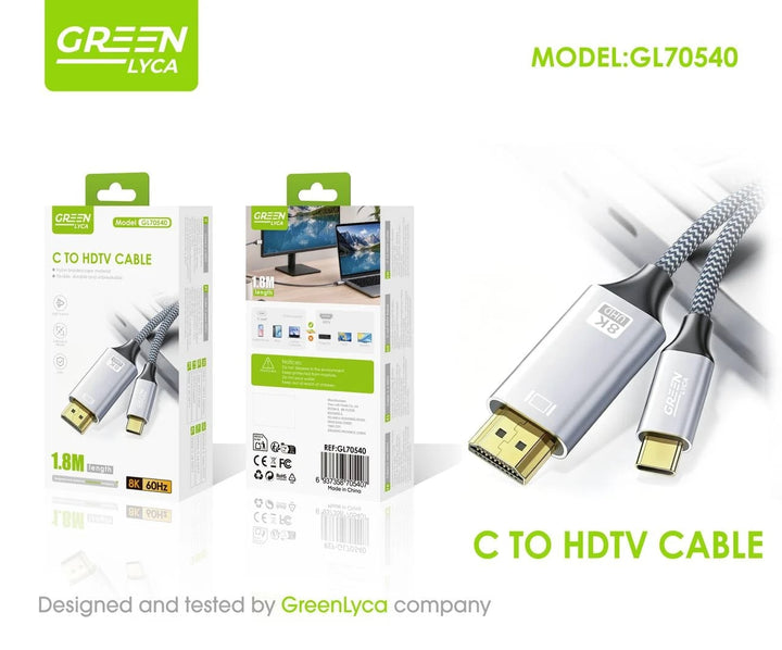 Cable USB-C a HDMI 8K 1,8 m Green Lyca GL70540
