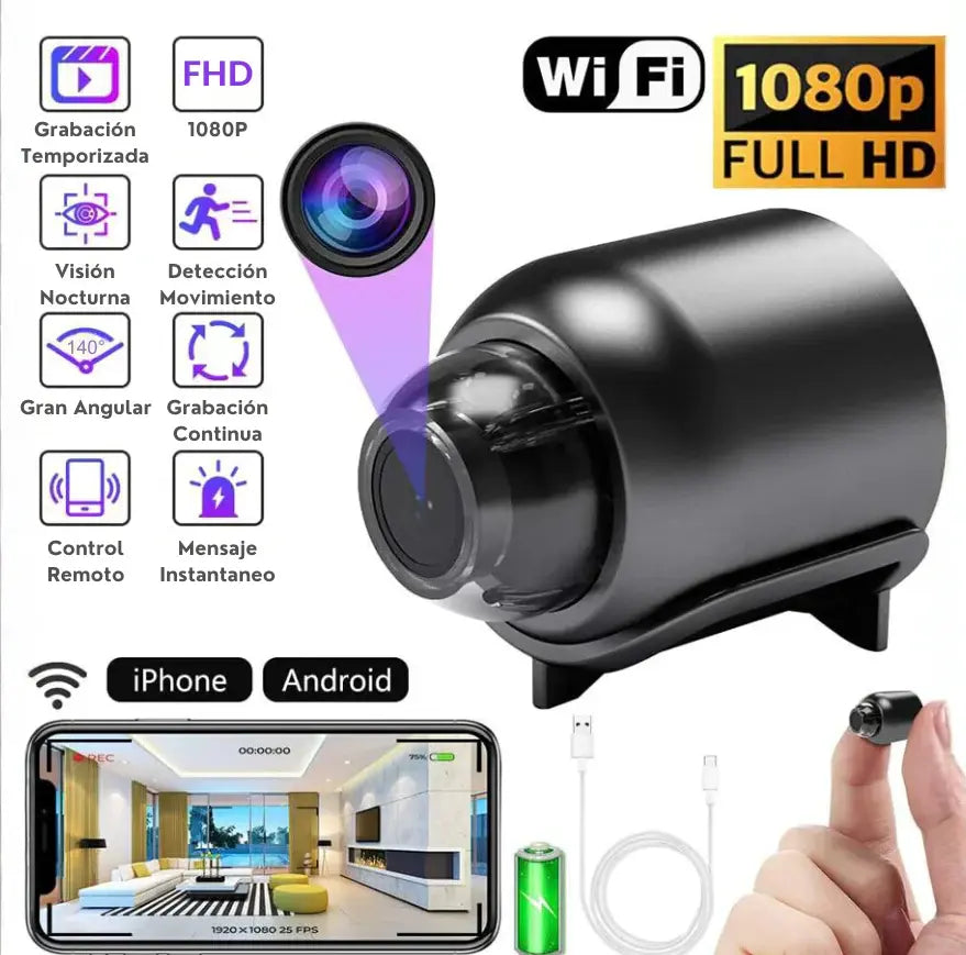 Mini Cámara WiFi 1080P HD USB